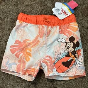 Disney Mickey Mouse Surfing Kids Shorts - Orange and White